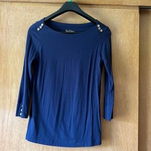 Lilly Pulitzer Women size small top . Blue - gold accent buttons